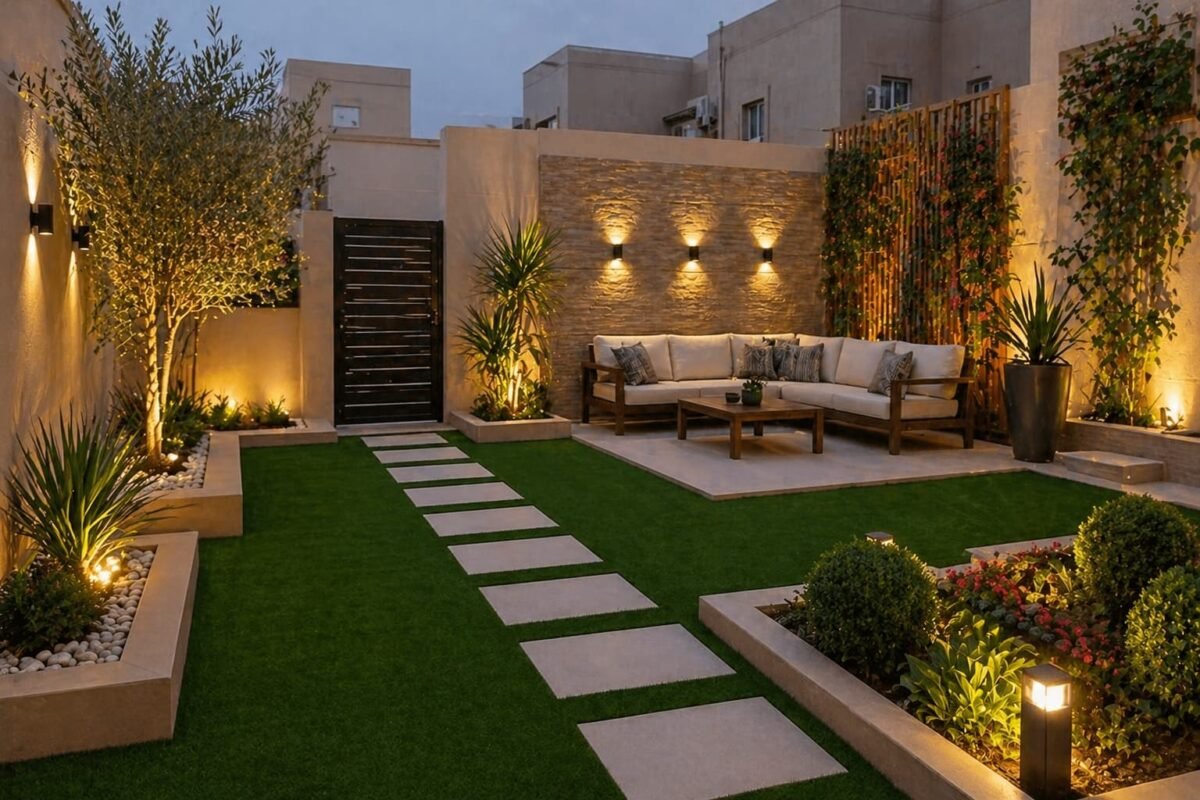 تنسيق حدائق أبو حليفة تصميم بسيط