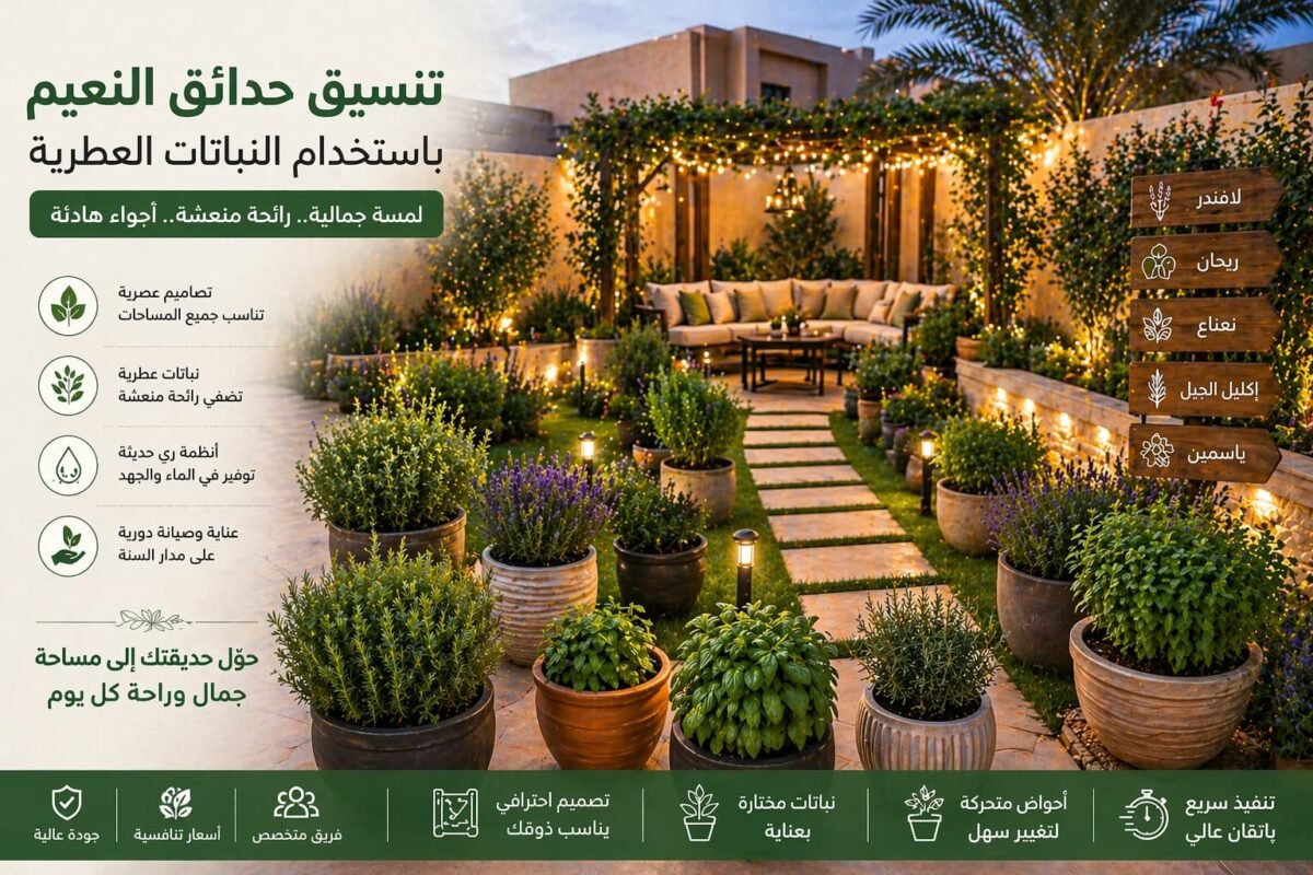 تنسيق حدائق النعيم بالنباتات العطرية