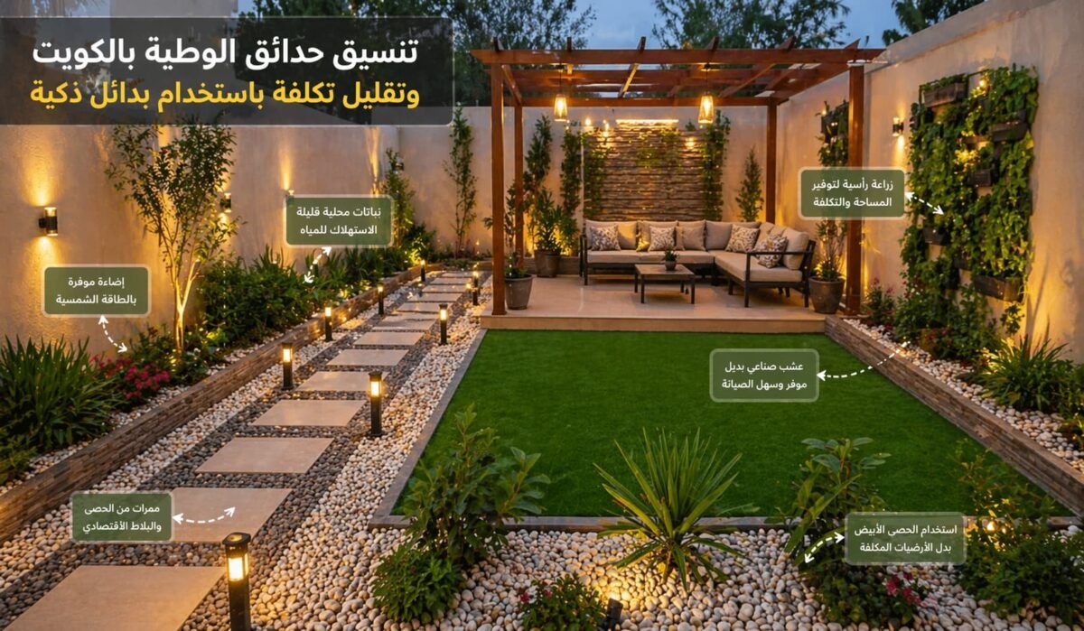 تنسيق حدائق الوطية بالكويت بتصميم اقتصادي