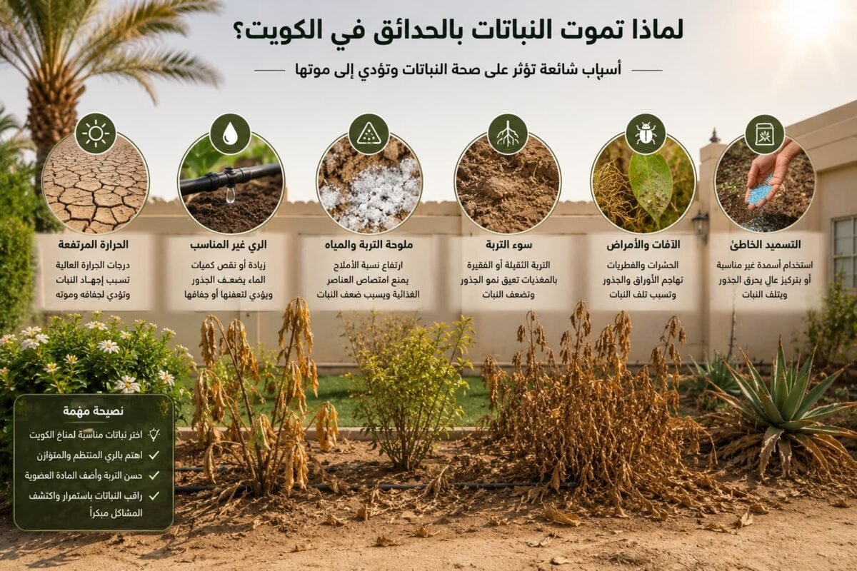 لماذا تموت النباتات بالحدائق في الكويت