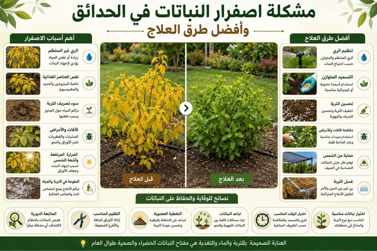 مشكلة اصفرار النباتات وعلاجها