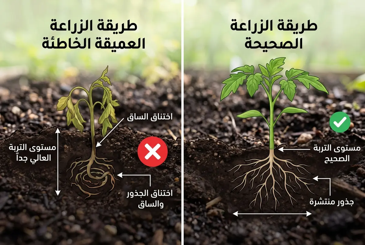 أسباب تلف النباتات و طريقة الزراعة الصحيحة مقابل الخاطئة